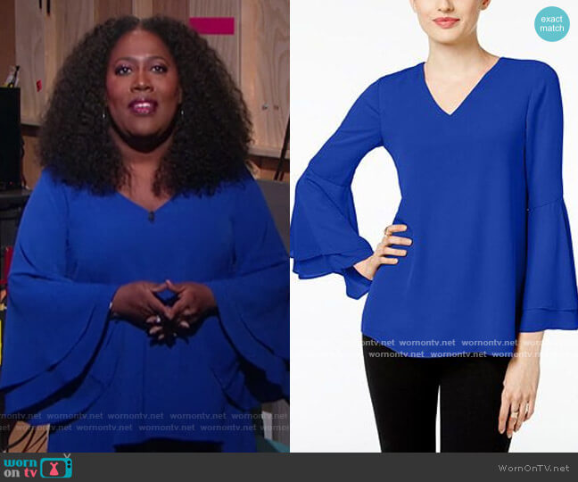 Bell Sleeve Blouse by Alfani worn by Sheryl Underwood on The Talk