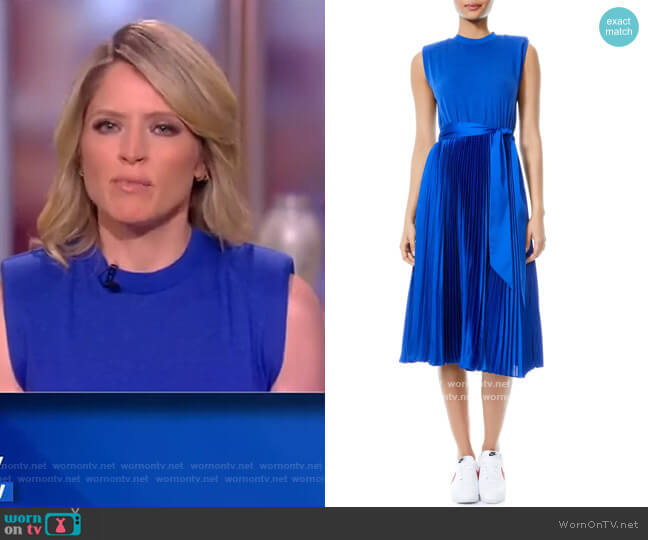 Yuki Strong Shoulder Pleated Midi Dress by Alice + Olivia worn by Sara Haines on The View