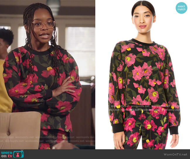 Gaia Blouson Sleeve Sweatshirt Joggers by Alice + Olivia worn by Diane Johnson (Marsai Martin) on Black-ish