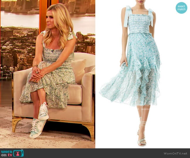 Jocelyn Floral Smocked Midi Dress by Alice + Olivia worn by Nicky Hilton on The Drew Barrymore Show