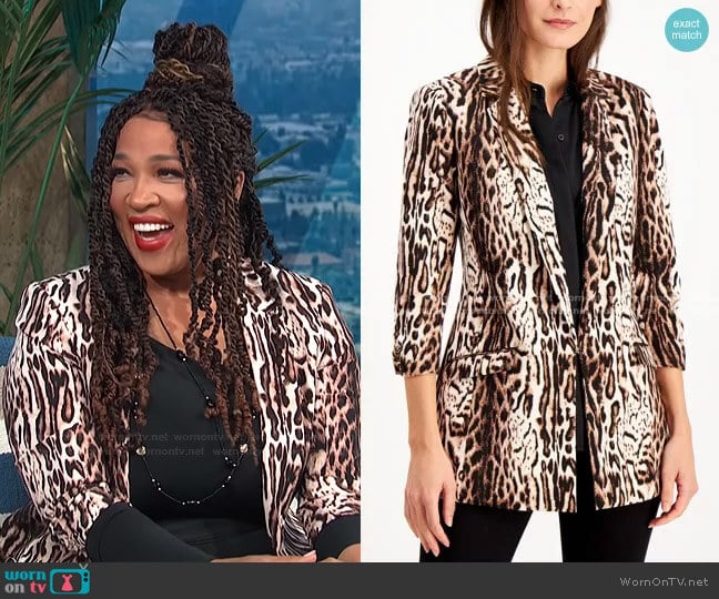 Animal-Print Jacket by INC International Concepts worn by Kym Whitley on E! News