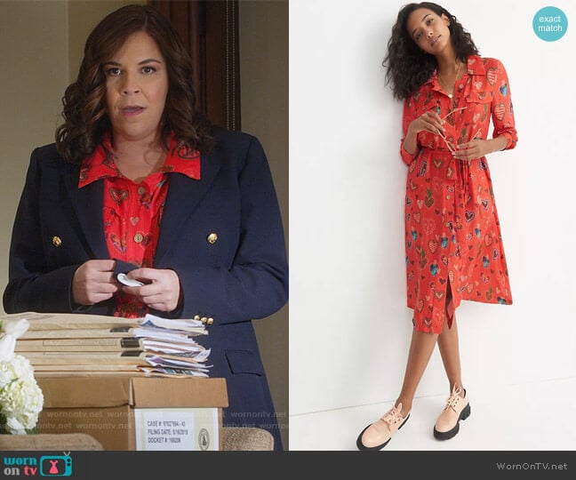 Calixta Midi Shirtdress by Farm Rio worn by Sara Castillo (Lindsay Mendez) on All Rise