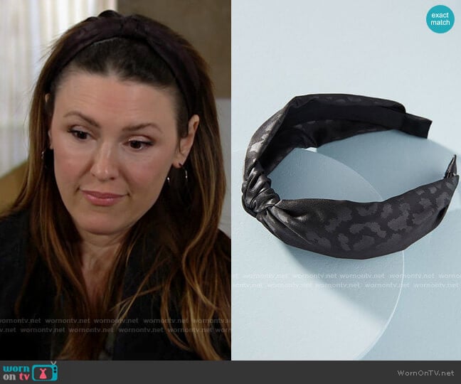 Anthropologie Leopard-Printed Knotted Headband worn by Chloe Mitchell (Elizabeth Hendrickson) on The Young and the Restless