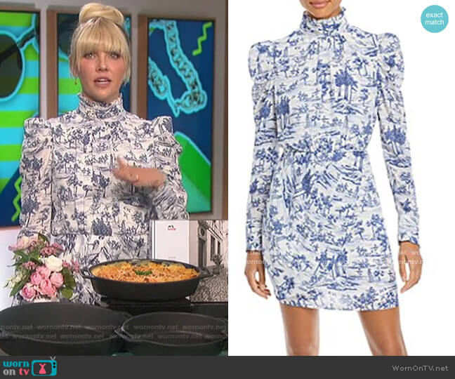 Puff Sleeve Turtleneck Cocktail Dress by Aqua worn by Amanda Kloots on The Talk