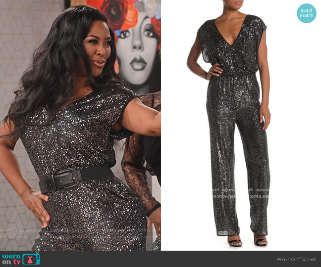 Glitter Jumpsuit by BCBGMAXAZRIA worn by Kenya Moore on Family Reunion