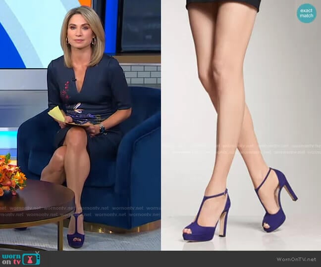 Baileigh Ultra Violet Suede Sandals by L.K. Bennett worn by Amy Robach on Good Morning America