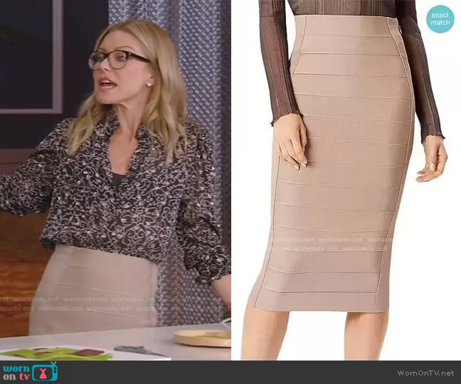 Bandage Pencil Skirt by Herve Leger worn by Kelly Ripa on Live with Kelly and Mark