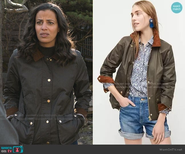 Barn Jacket with Liberty floral print by J. Crew worn by Grace Stone (Athena Karkanis) on Manifest