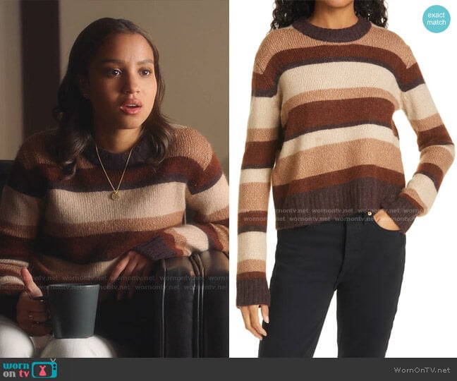 Stripe Wool Blend Sweater by BAUM UND PFERDGARTEN worn by May Grant (Corinne Massiah) on 9-1-1