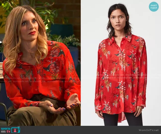 Bernie Melisma Shirt by All Saints worn by Chelsea Grayson (Anneliese van der Pol) on Ravens Home