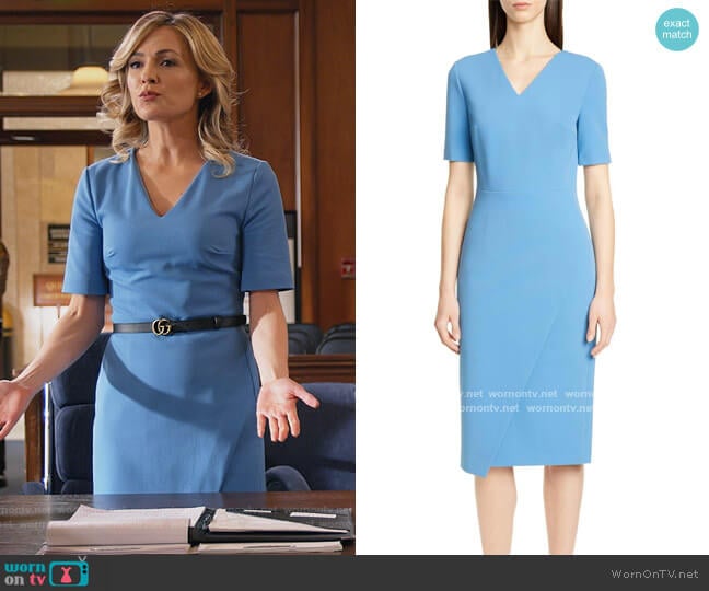 Daissa Faux Wrap Dress by BOSS worn by Amy Quinn (Lindsey Gort) on All Rise