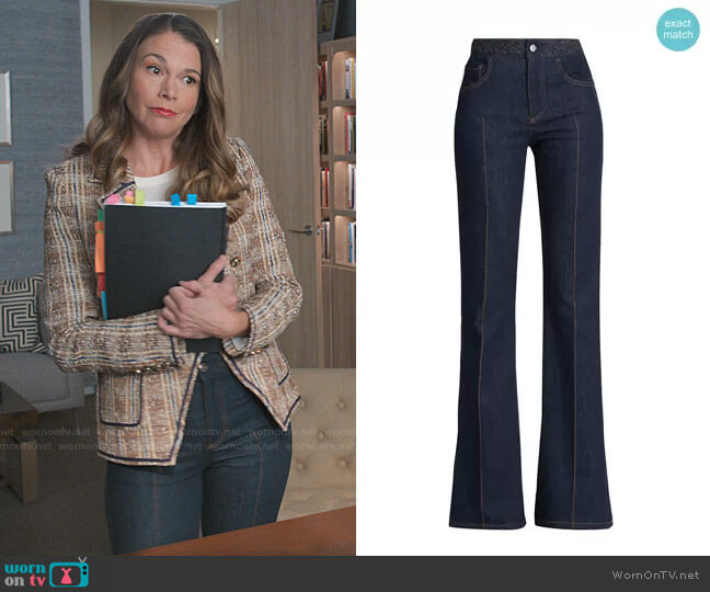 Braided Waist Flare Jeans by Chloe  worn by Liza Miller (Sutton Foster) on Younger