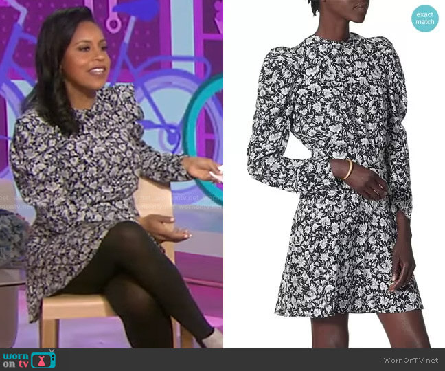 WornOnTV: Sheinelle’s black floral puff sleeve dress on Today ...