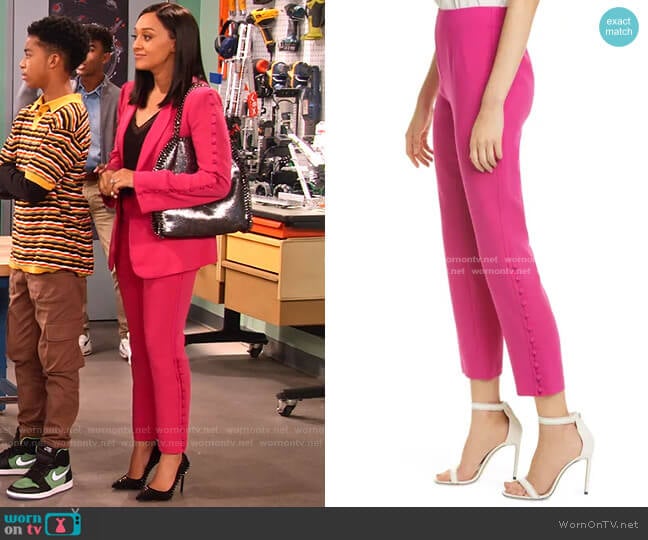 Lida Cropped Straight Leg Pants by Cinq a Sept worn by Cocoa McKellan (Tia Mowry-Hardrict) on Family Reunion