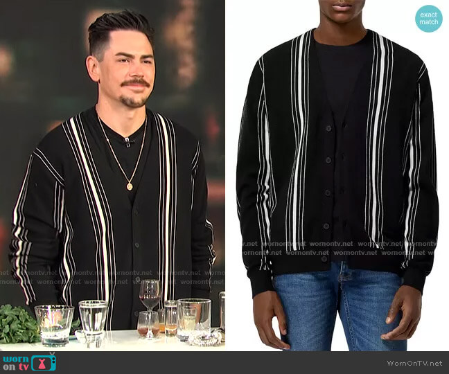 WornOnTV: Tom Sandoval’s black striped cardigan on E! News Daily Pop ...