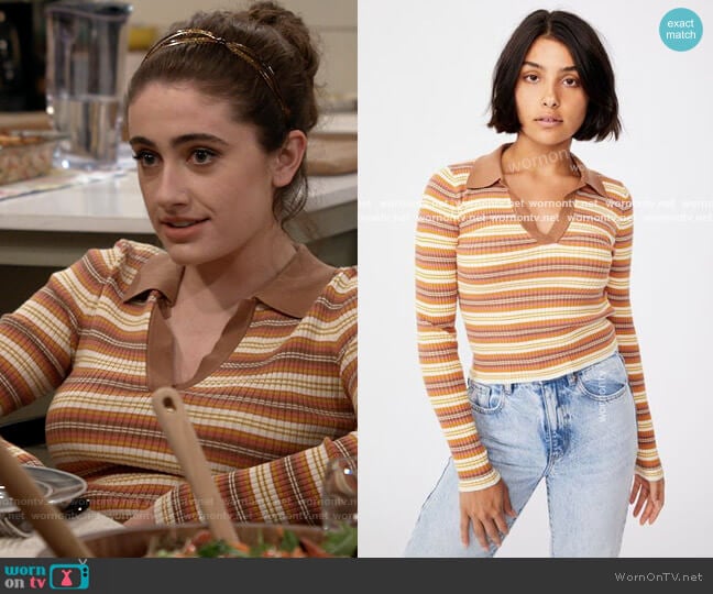 Cotton On Long Sleeve Knit Rib Polo Top worn by Jackie Raines (Rachel Sennott) on Call Your Mother