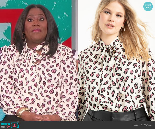 Tie Neck Blouse by Eloquii worn by Sheryl Underwood on The Talk