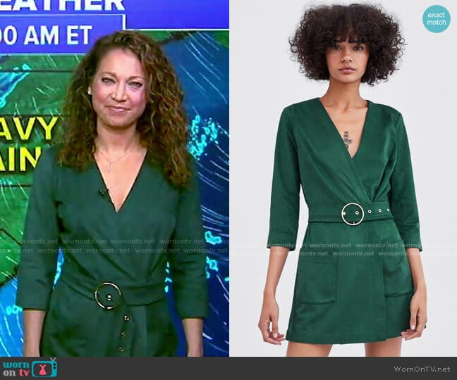 Faux Suede Jumpsuit by Zara worn by Ginger Zee on Good Morning America