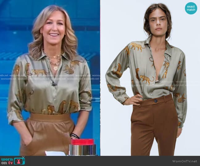 Flowy Printed Shirt by Zara worn by Lara Spencer on Good Morning America