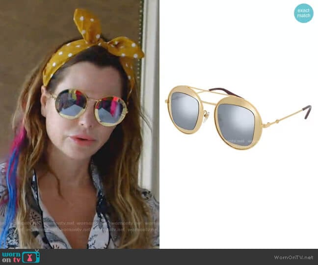 GG Round Sunglasses in Gold by Gucci worn by D’Andra Simmons on The Real Housewives of Dallas