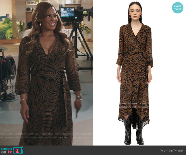 WornOnTV: Mika’s brown tiger stripe wrap dress on Kenan | Kimrie Lewis ...
