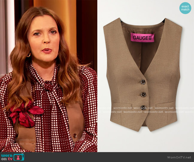 Toluca Wool and Cashmere Blend Vest by Gauge81 worn by Drew Barrymore on The Drew Barrymore Show