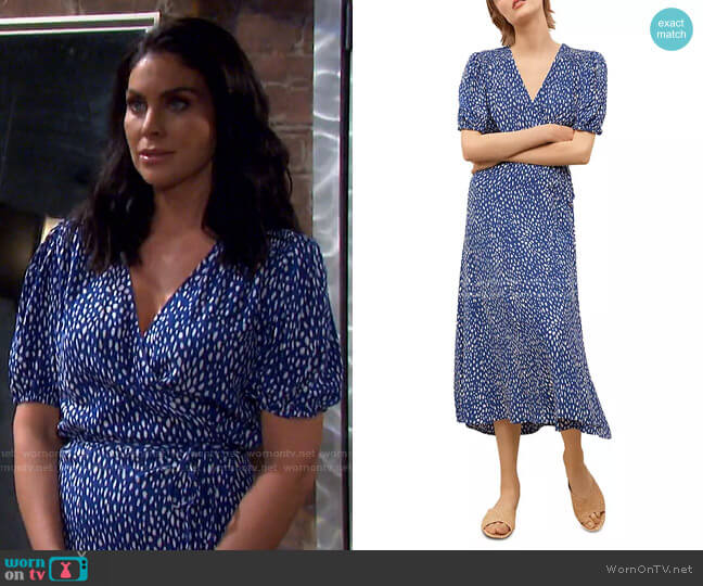 WornOnTV: Chloe’s blue dotted wrap dress on Days of our Lives | Nadia ...