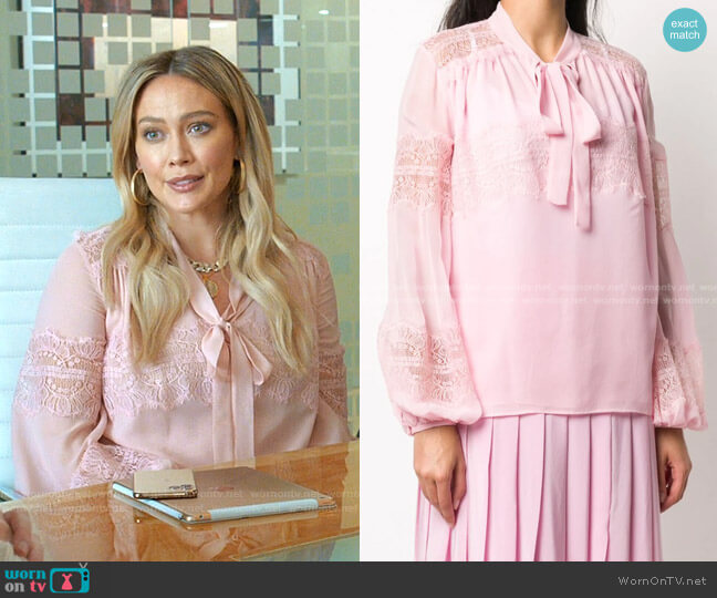 Pussybow Gypsy Blouse by Giambattista Valli worn by Kelsey Peters (Hilary Duff) on Younger