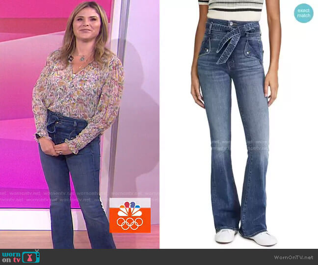 WornOnTV: Jenna’s floral blouse and tie waist jeans on Today | Jenna ...