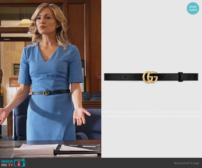 GG Marmont Thin Leather Belt by Gucci worn by Amy Quinn (Lindsey Gort) on All Rise