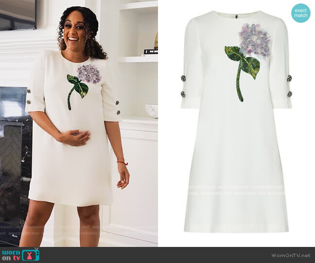 Hydrangea Applique Shift Dress by Gucci worn by Cocoa McKellan (Tia Mowry-Hardrict) on Family Reunion