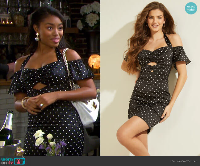 Eco Ariana Off-the-Shoulder Dress by Guess worn by Precious Way (Precious Way) on Days of our Lives