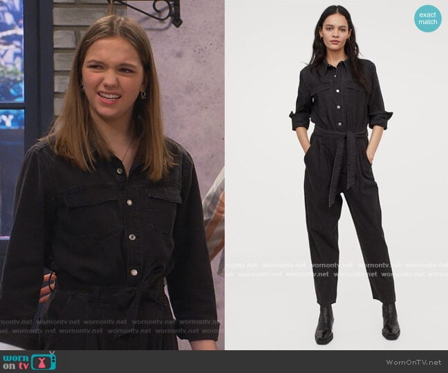 Denim Coverall Jumpsuit by Sam Edelman worn by Presley (Jayden Bartels) on Side Hustle