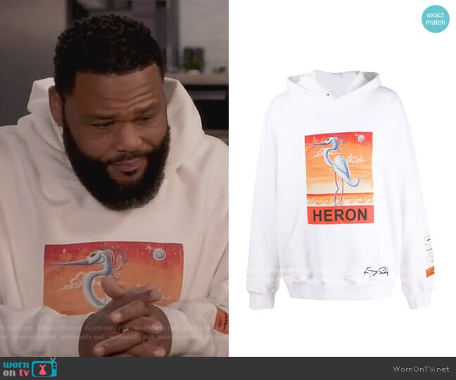 Heron hooded sweatshirt by Heron Preston worn by Andre Johnson (Anthony Anderson) on Black-ish