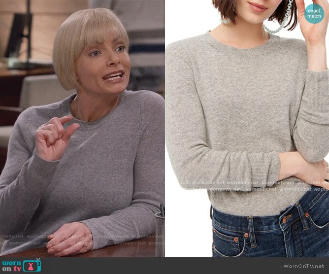 Crewneck Cashmere Sweater by J. Crew worn by Jill Kendall (Jaime Pressly) on Mom