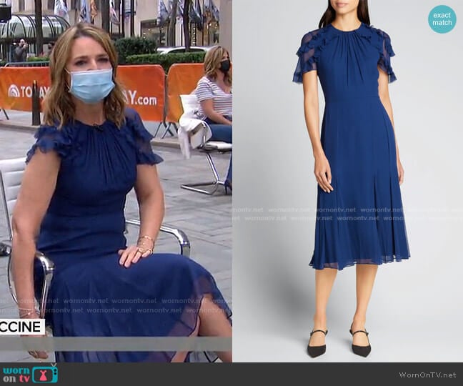 Chiffon Flutter-Sleeve Midi Dress by Jason Wu Collection worn by Savannah Guthrie on Today