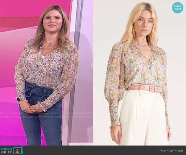 Jaz Garden Floral Top by Veronica Beard worn by Jenna Bush Hager on Today