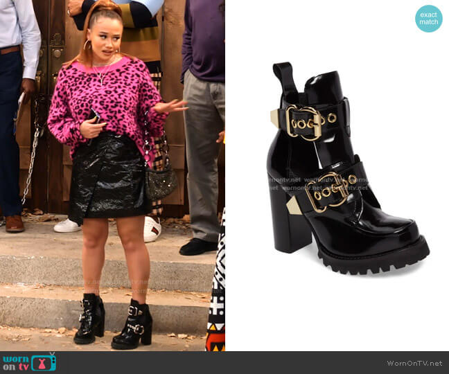 Craven Buckle Strap Bootie by Jeffrey Campbell worn by Jade (Talia Jackson) on Family Reunion