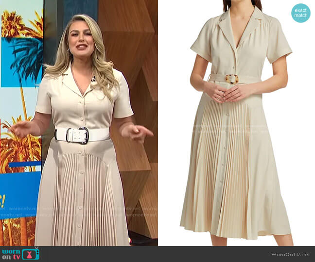 Sama Notched Collar Midi Dress by Jonathan Simkhai worn by Carissa Loethen Culiner on E! News