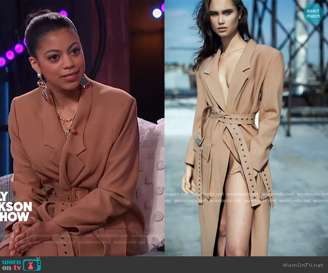 Raynia Felt Coat by Jovana Louis worn by Arica on The Kelly Clarkson Show