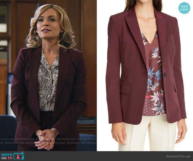 WornOnTV: Amy’s snakeskin print blouse and burgundy blazer on All Rise ...