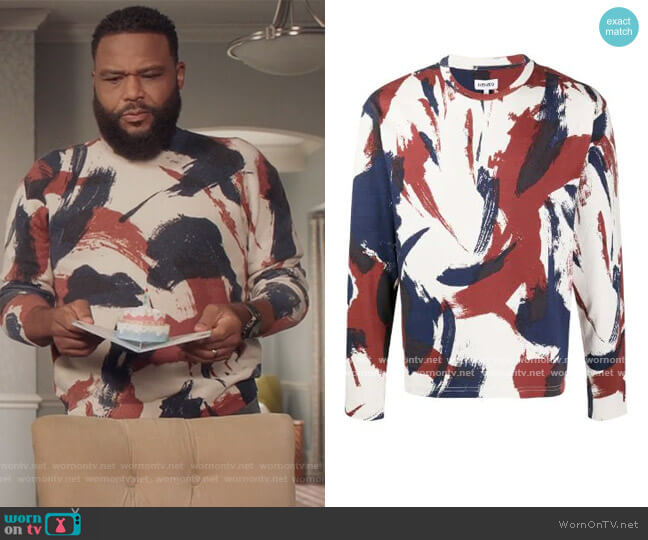 Paint Print Sweatshirt by Kenzo worn by Andre Johnson (Anthony Anderson) on Black-ish