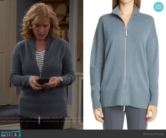 Lafayette 148 New York Cashmere Knit Jacket worn by Vanessa Baxter (Nancy Travis) on Last Man Standing