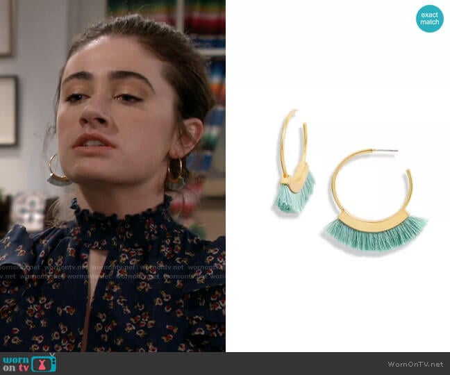 Madewell Fringe Hoop Earrings worn by Jackie Raines (Rachel Sennott) on Call Your Mother