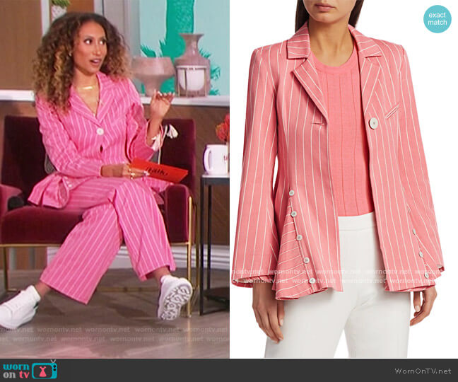 Follow Your Heart Stripe Peplum Blazer by Maggie Marilyn worn by Elaine Welteroth on The Talk