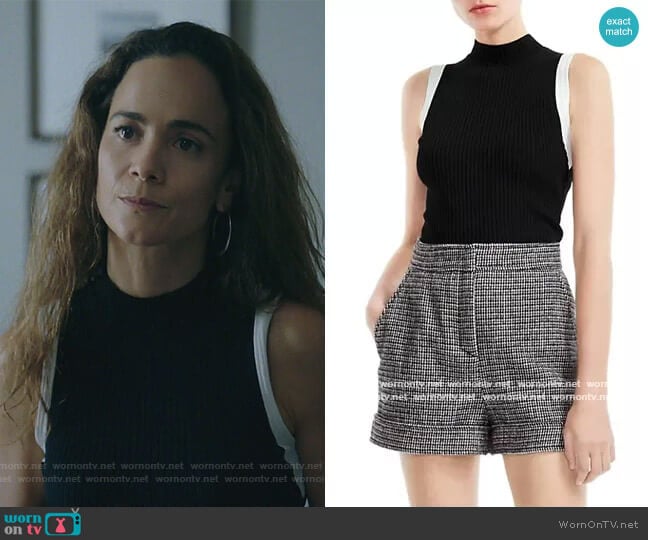 Marine Rib-Knit Sleeveless Top by Maje worn by Teresa Mendoza (Alice Braga) on Queen of the South