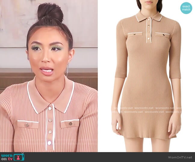 Relly Rib-Knit Short Dress by Maje worn by Jeannie Mai on The Real