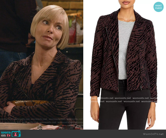 Animal Print Moto Jacket by Majestic Filatures worn by Jill Kendall (Jaime Pressly) on Mom