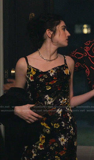 McKenzie's black floral mini dress on Zoeys Extraordinary Playlist
