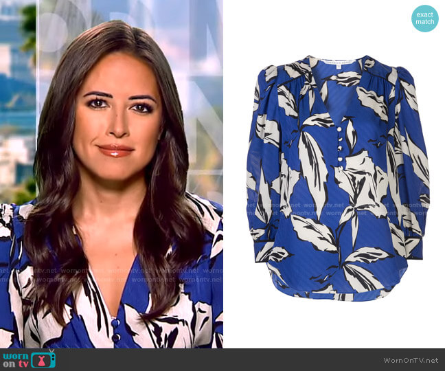 WornOnTV: Kaylee Hartung’s blue floral blouse on Good Morning America ...